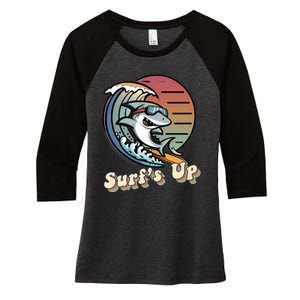 Surfer Shark SurfS Up Women's Tri-Blend 3/4-Sleeve Raglan Shirt