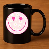 Sunflower Star Smiley Retro 11oz C Handle Ceramic Mug