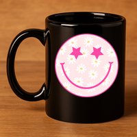 Sunflower Star Smiley Retro 11oz C Handle Ceramic Mug