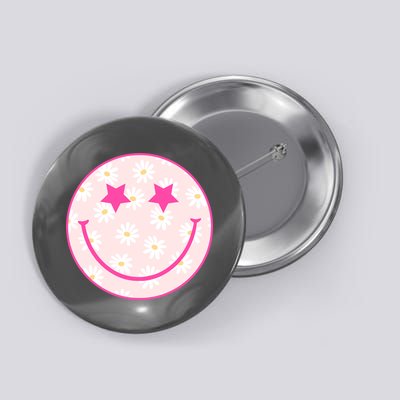 Sunflower Star Smiley Retro Button