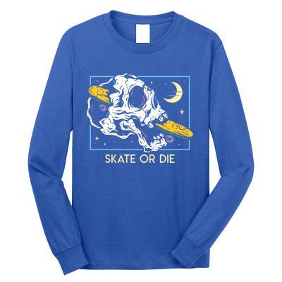 Skateboard Skull Skateboarding Retro Skater Skate Rad Grunge Cool Gift Long Sleeve Shirt