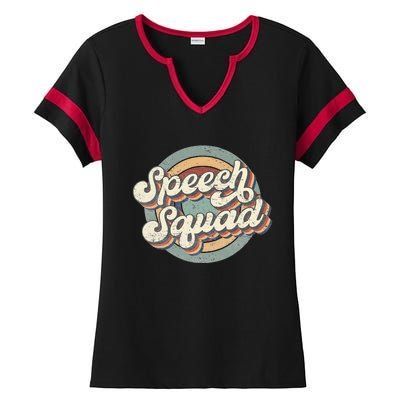 Speech Squad Speech Therapy Crew Hello Back To School Team Ladies Halftime Notch Neck Tee