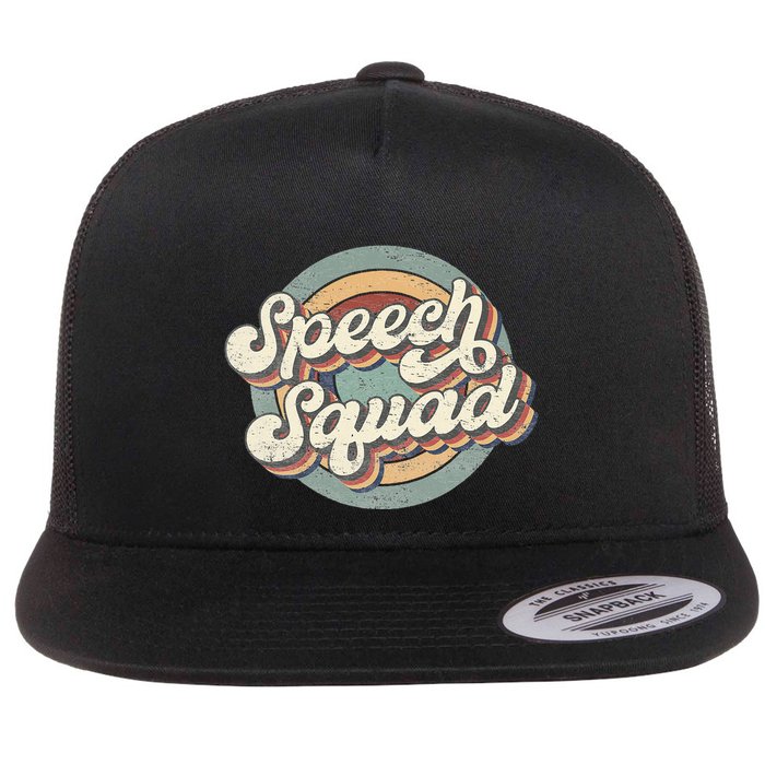 Speech Squad Speech Therapy Crew Hello Back To School Team Flat Bill Trucker Hat