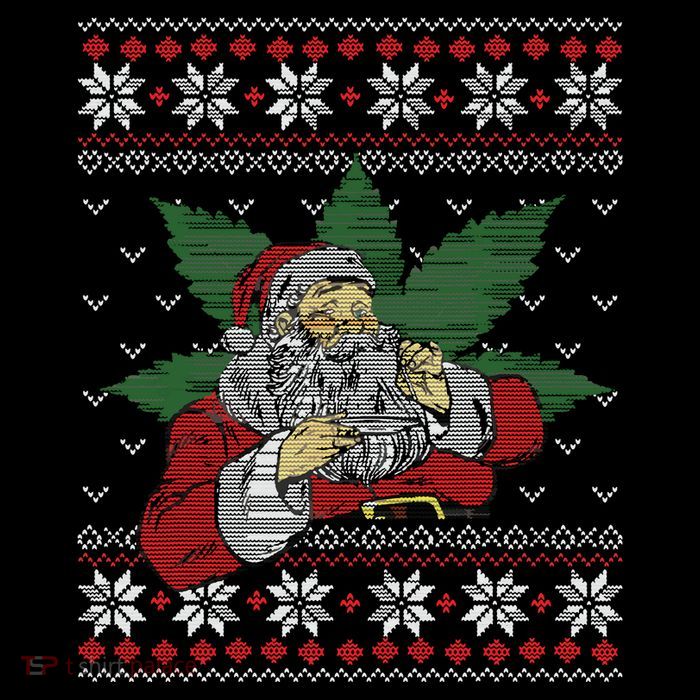 Santa Stoner Smoking Weed 420 Cannabis Humor Ugly Christmas Flatbill Hat