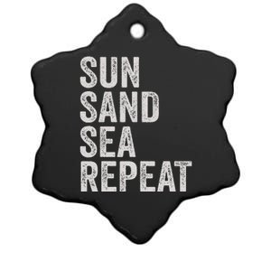 Sun Sand Sea Repeat Beach Surf Life Style Summer Vacation Ceramic Star Ornament