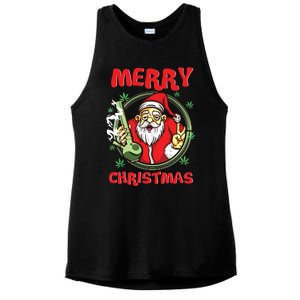 Smoking Santa Stoned On Christmas From His Fav Marijuana Ladies PosiCharge Tri-Blend Wicking Tank