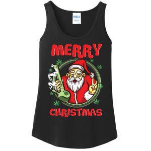 Smoking Santa Stoned On Christmas From His Fav Marijuana Ladies Essential Tank