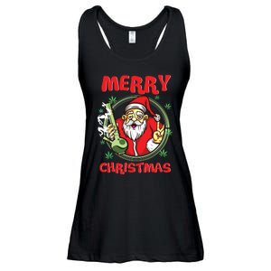 Smoking Santa Stoned On Christmas From His Fav Marijuana Ladies Essential Flowy Tank