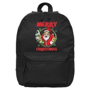 Smoking Santa Stoned On Christmas From His Fav Marijuana 16 in Basic Backpack