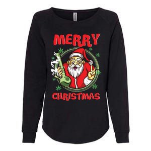 Smoking Santa Stoned On Christmas From His Fav Marijuana Womens California Wash Sweatshirt