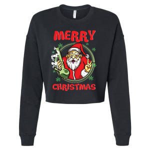 Smoking Santa Stoned On Christmas From His Fav Marijuana Cropped Pullover Crew