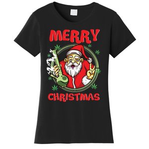 Smoking Santa Stoned On Christmas From His Fav Marijuana Women's T-Shirt