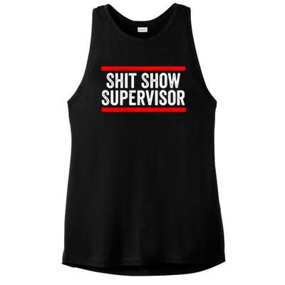 Shit Show Supervisor Sarcastic Distressed Ladies PosiCharge Tri-Blend Wicking Tank