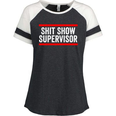 Shit Show Supervisor Sarcastic Distressed Enza Ladies Jersey Colorblock Tee