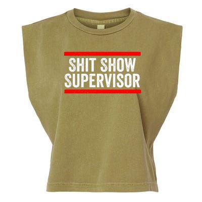 Shit Show Supervisor Sarcastic Distressed Garment-Dyed Women's Muscle Tee