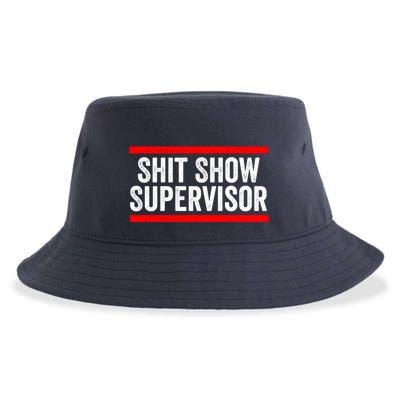 Shit Show Supervisor Sarcastic Distressed Sustainable Bucket Hat
