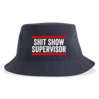 Shit Show Supervisor Sarcastic Distressed Sustainable Bucket Hat