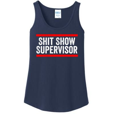 Shit Show Supervisor Sarcastic Distressed Ladies Essential Tank