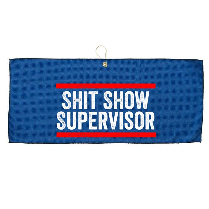 Shit Show Supervisor Sarcastic Distressed Large Microfiber Waffle Golf Towel