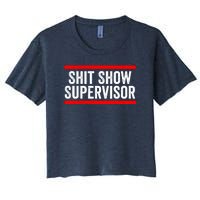 Shit Show Supervisor Sarcastic Distressed Women's Crop Top Tee