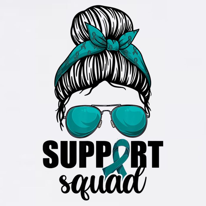 Support Squad Shirts Ovarian Cancer Messy Bun Cooling Performance Crew T-Shirt