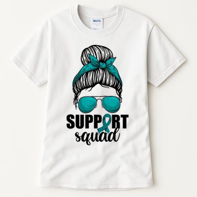 Support Squad Shirts Ovarian Cancer Messy Bun Tall T-Shirt