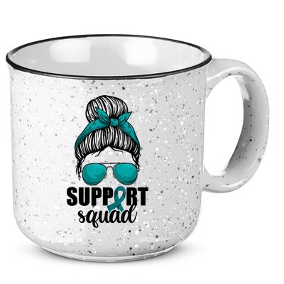 Support Squad Shirts Ovarian Cancer Messy Bun 15oz Campfire Ceramic Mug