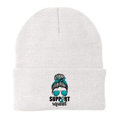 Support Squad Shirts Ovarian Cancer Messy Bun Beanie