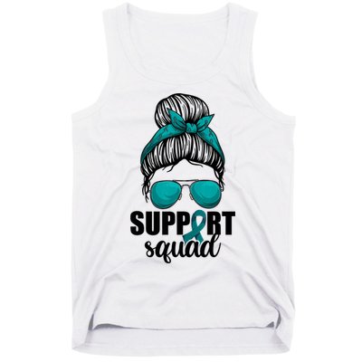 Support Squad Shirts Ovarian Cancer Messy Bun Tank Top