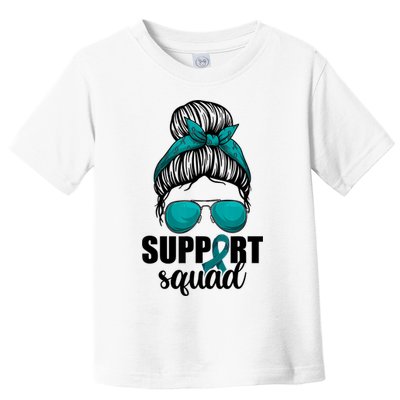 Support Squad Shirts Ovarian Cancer Messy Bun Toddler T-Shirt