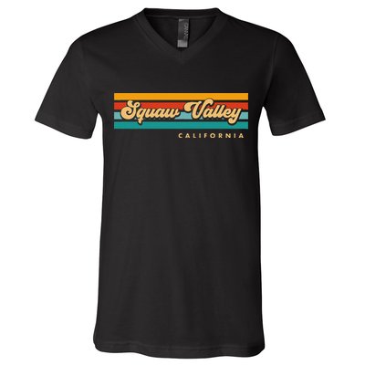Sunset Stripes Squaw Valley California V-Neck T-Shirt