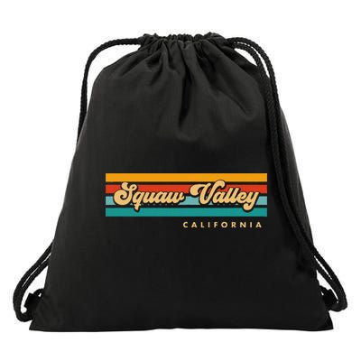 Sunset Stripes Squaw Valley California Drawstring Bag