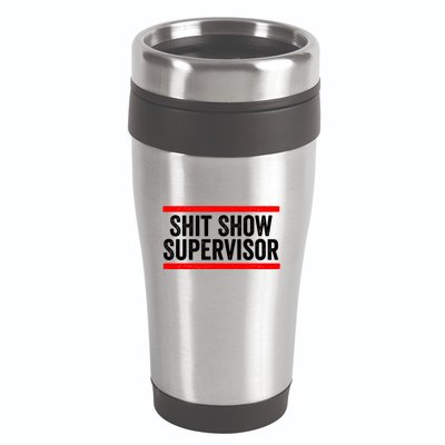 Shit Show Supervisor Sarcastic Distressed 16oz Travel Tumbler