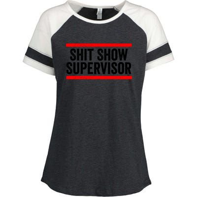 Shit Show Supervisor Sarcastic Distressed Enza Ladies Jersey Colorblock Tee