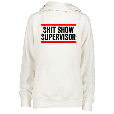 Shit Show Supervisor Sarcastic Distressed Womens Funnel Neck Pullover Hood