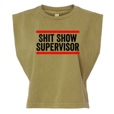 Shit Show Supervisor Sarcastic Distressed Garment-Dyed Women's Muscle Tee