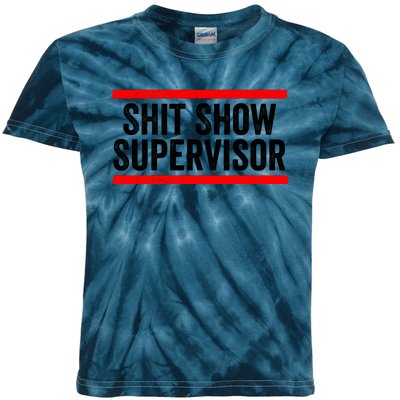 Shit Show Supervisor Sarcastic Distressed Kids Tie-Dye T-Shirt