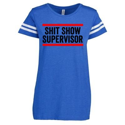 Shit Show Supervisor Sarcastic Distressed Enza Ladies Jersey Football T-Shirt