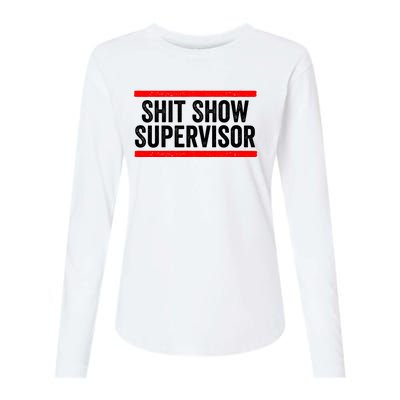 Shit Show Supervisor Sarcastic Distressed Womens Cotton Relaxed Long Sleeve T-Shirt