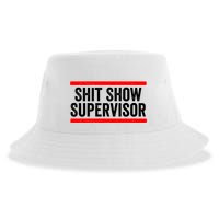 Shit Show Supervisor Sarcastic Distressed Sustainable Bucket Hat
