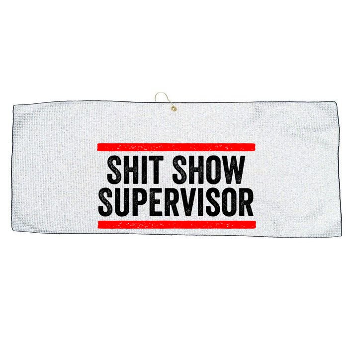 Shit Show Supervisor Sarcastic Distressed Large Microfiber Waffle Golf Towel