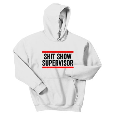 Shit Show Supervisor Sarcastic Distressed Kids Hoodie