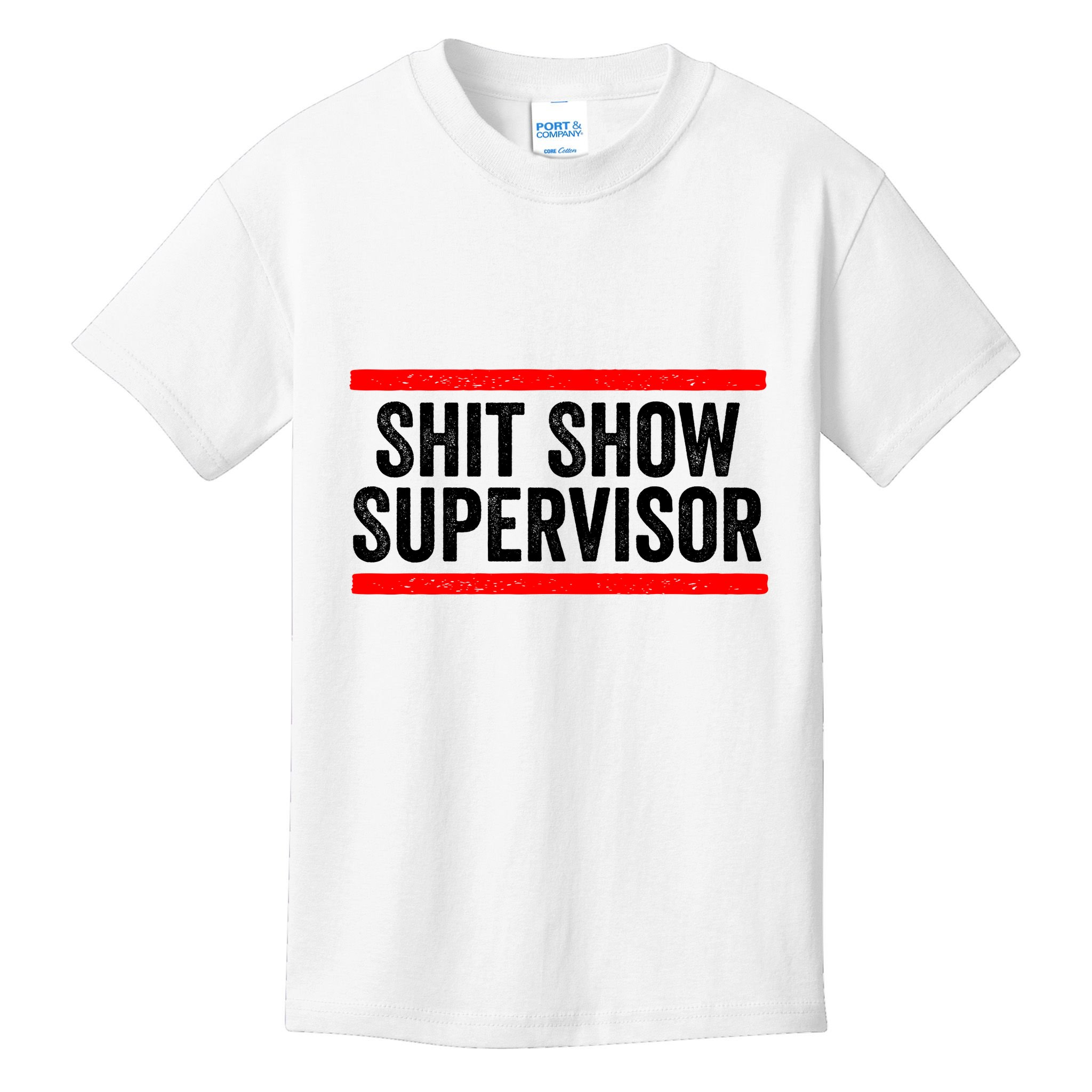 Shit Show Supervisor Sarcastic Distressed Kids T-Shirt