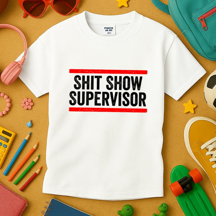 Shit Show Supervisor Sarcastic Distressed Kids T-Shirt