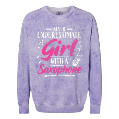 Saxophonist Saxist Sax Never Underestimate A Girl Saxophone Colorblast Crewneck Sweatshirt