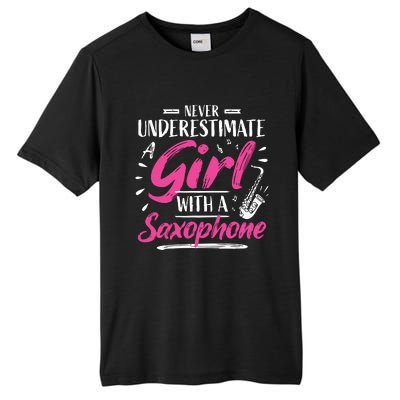 Saxophonist Saxist Sax Never Underestimate A Girl Saxophone Tall Fusion ChromaSoft Performance T-Shirt