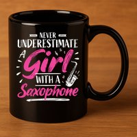 Saxophonist Saxist Sax Never Underestimate A Girl Saxophone 11oz C Handle Ceramic Mug