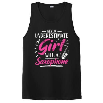 Saxophonist Saxist Sax Never Underestimate A Girl Saxophone PosiCharge Competitor Tank