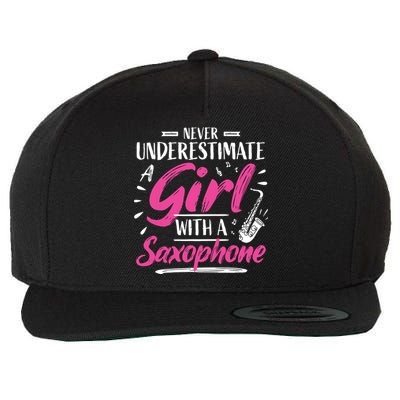 Saxophonist Saxist Sax Never Underestimate A Girl Saxophone Wool Snapback Cap