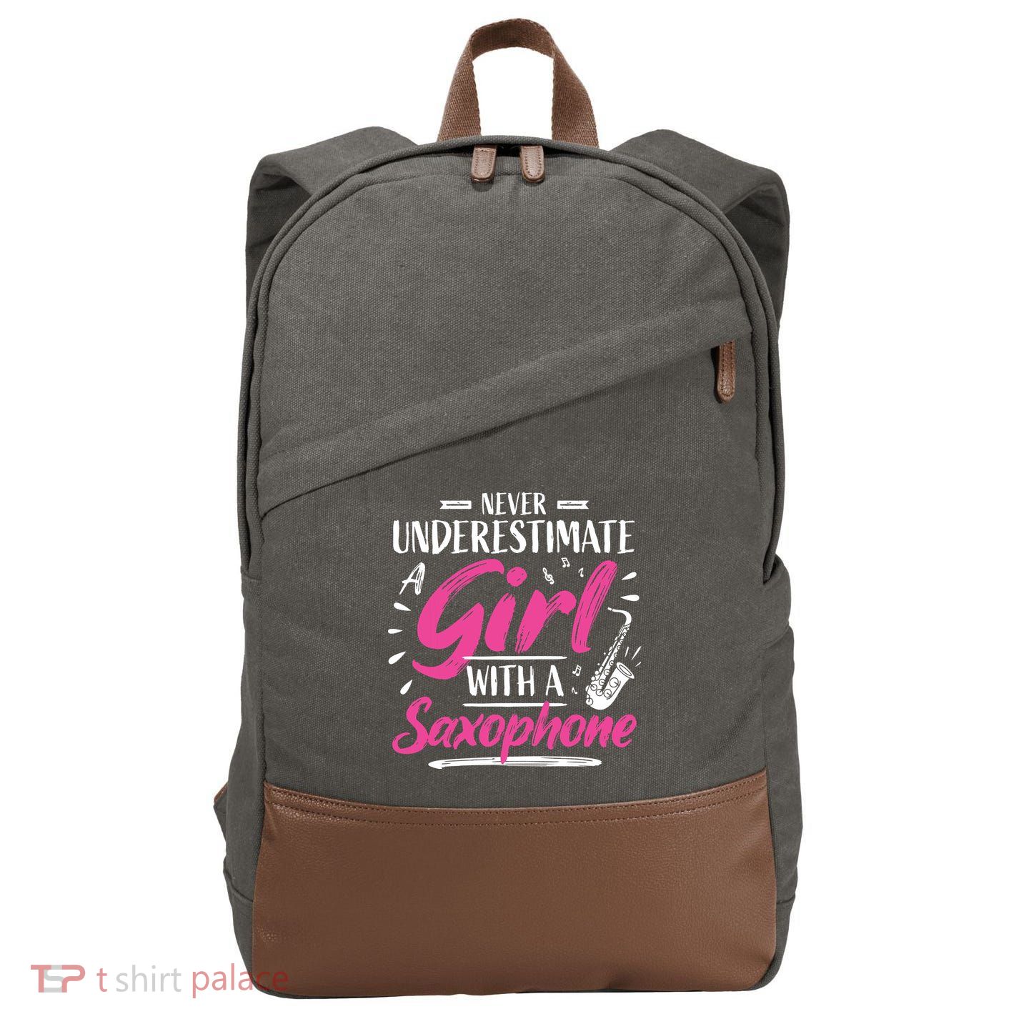 Saxophonist Saxist Sax Never Underestimate A Girl Saxophone Cotton Canvas Backpack